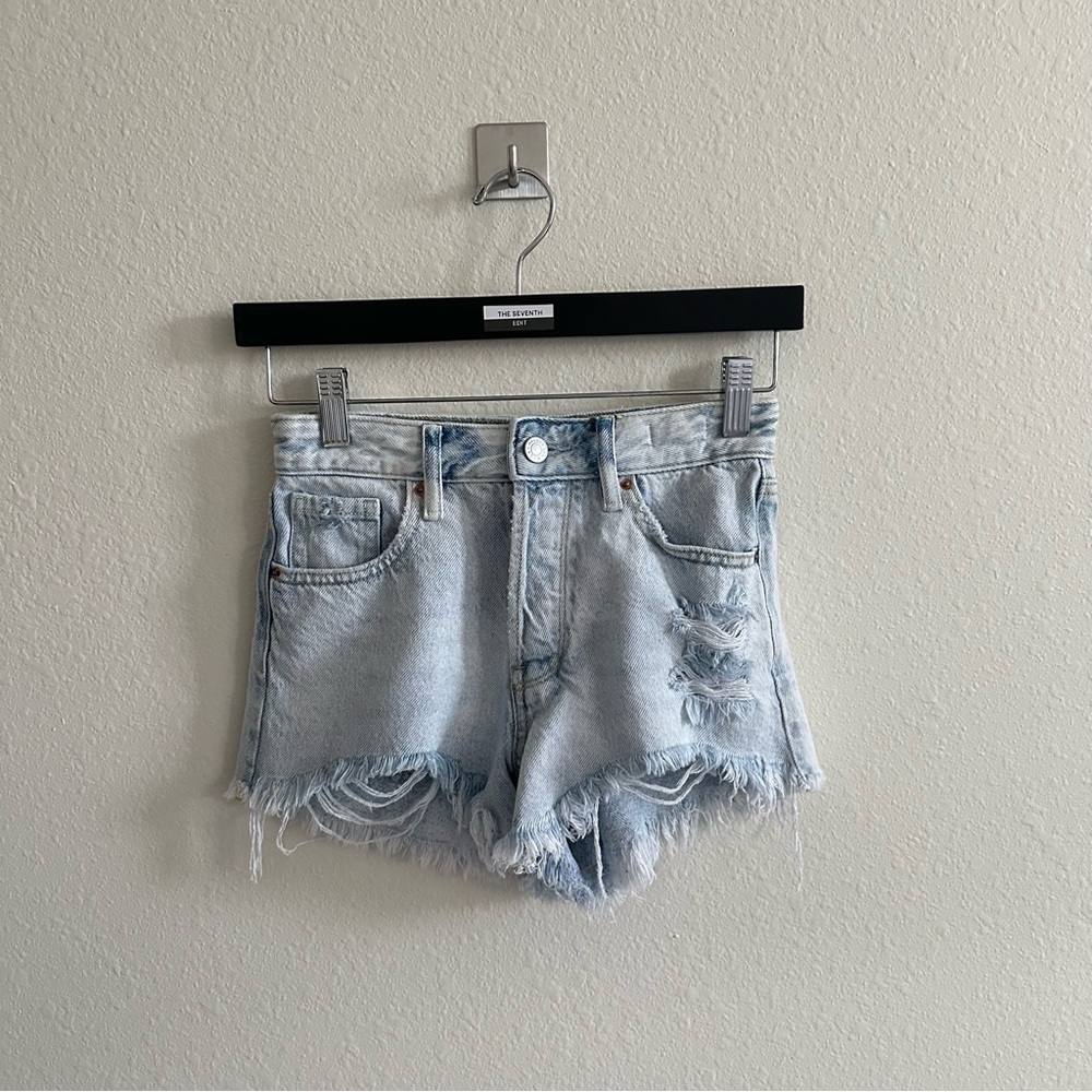 PacSun Light Wash Frayed Denim Shorts